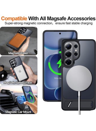 for Samsung S26 Ultra MagSafe Case, with Screen Protector ,Magnetic Cover with Invisible Stand, Shockproof Protection Phone Shell, Matte Kickstand Slim Thin Back Cases for Galaxy S26 Ultra 5G (Black) - view 2
